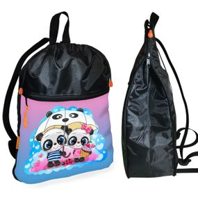 Рюкзак-мішок для школи Панди під парасолькою дитяча сумка для взуття та спортивного одягу (01546)
