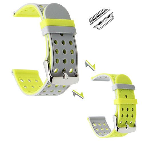 Подвійний ремінець з перфорацією Primo для Apple Watch 42mm / 44mm / 45mm - Grey&Yellow | Зображення 2