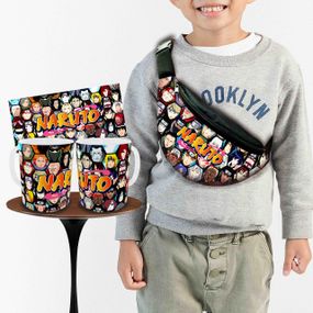 Набір: дитяча сумка-бананка+кружка Аніме Наруто 32х15см, бананка для хлопчика через плече на подарунок (00879)