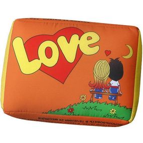 Подушка в форме жвачки оранжевая Love 34х25х12 см (LP_L005)