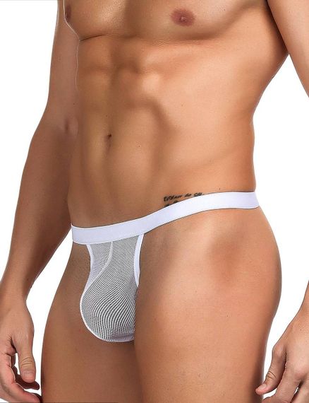 Стринги мужские Star Night в сеточку, белые, XS-M sexstyle | Зображення 1