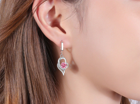 Серьги подвески Primo Fly Heart - Pink | Зображення 2