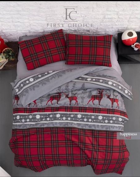 Комплект постільної білизни First Choice Flanel 200×220 см Happinies Red