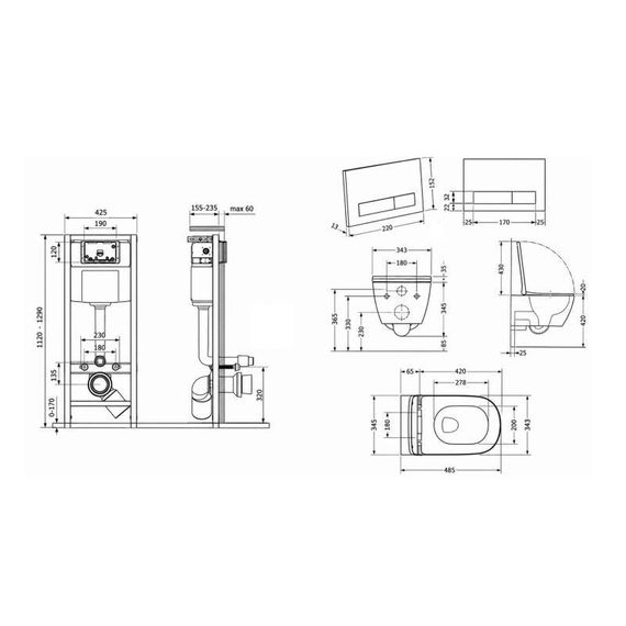 Готовое решение Qtap для ванной комнаты: подвесной унитаз Gemini Ultra Quiet 485×340×350 + комплект инсталляции Nest 4 в 1 | Зображення 1