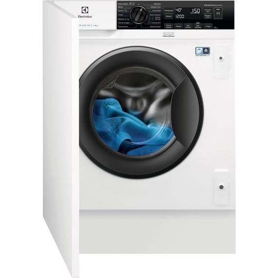 Стиральная машина Electrolux встраиваемая фронтальная, 8кг, 1400, A+++, 55см, дисплей, пар, инвертор, белый (EW7N7F348SUI)