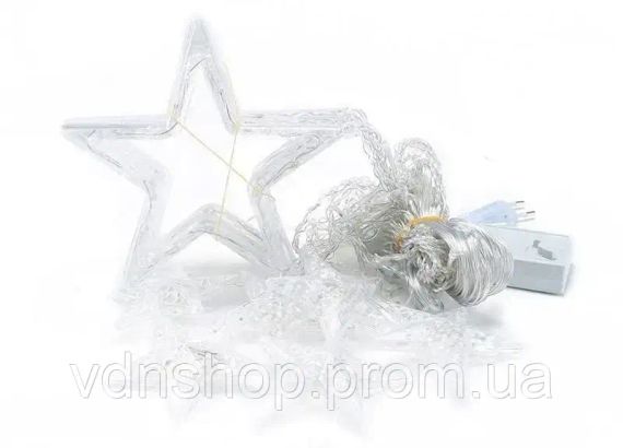 Світлодіодна гірлянда штора зорепад 138LED (гірлянда із зірками): довжина 2,5м (білий колір) | Зображення 4