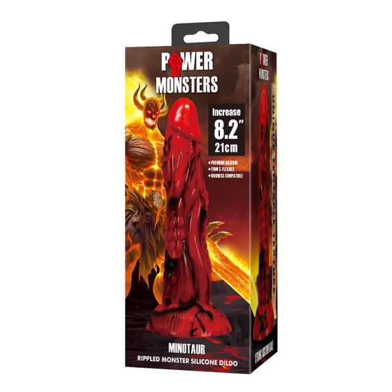 Фалоімітатор силіконовий Power Monsters Minotaur на присосці, червоний, 21 см Sex Aura | Зображення 7