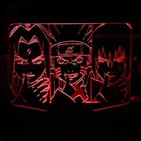 Акриловый светильник-ночник Наруто Команда 7 красный tty-n000466