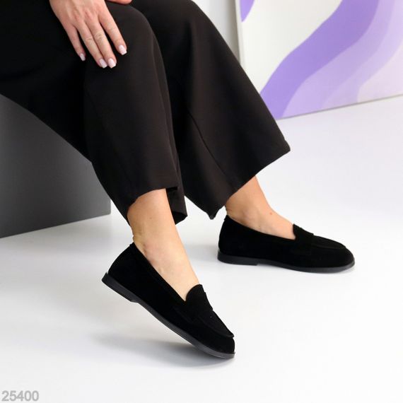 Удобные черные туфли лоферы натуральная замша в ассортименте | Зображення 1