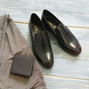 Шкіряні туфлі лофери, коричневі 41 розмір