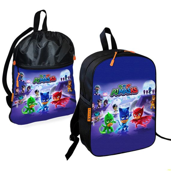 Школьный рюкзак детский Герои в масках + Сумка для обуви спортивной формы рюкзак-мешок мальчику (01919)