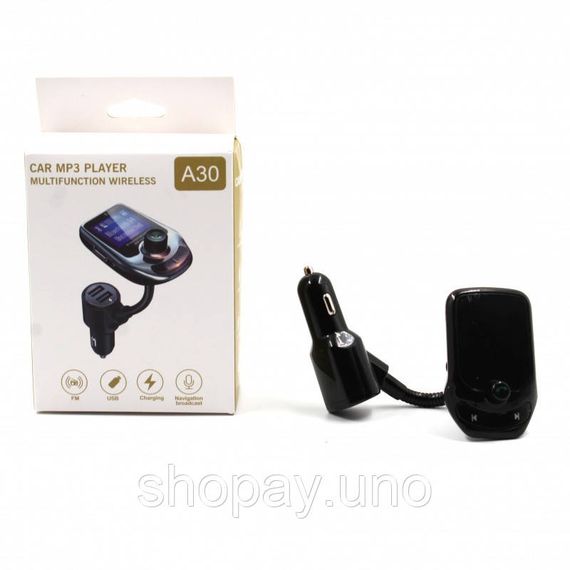FM модулятор A30 BT ∙ Автомобільний трансмітер з екраном ∙ Bluetooth ∙ USB | Зображення 1