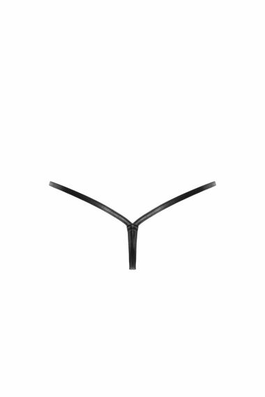 Трусики під шкіру Noir Handmade P012 Wild crocodile wetlook thong with double opening Чорні S | Зображення 5