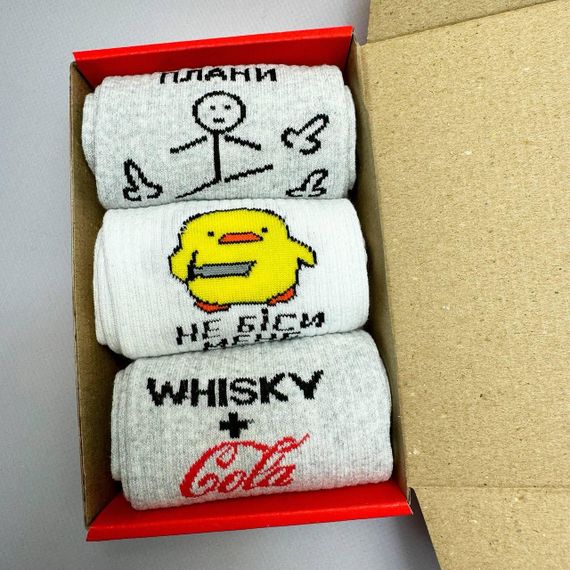 Подарочный набор мужских носков в коробке размер 40-45 3 пары цвет серый  ч3бокс042 | Зображення 1