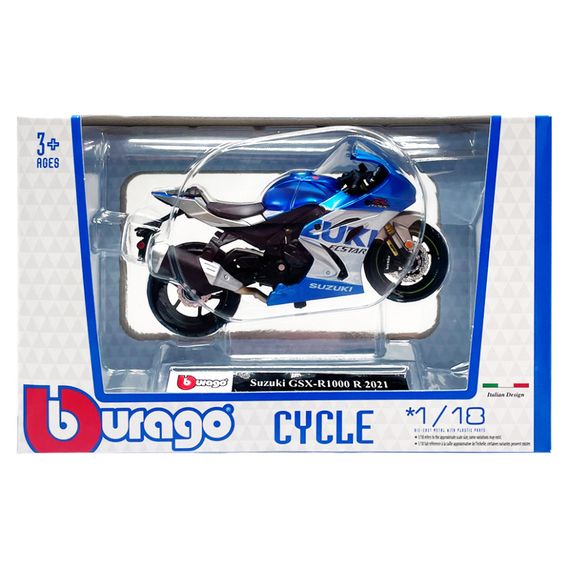 Детская модель Мотоцикла "Suzuki GSX-R1000 R 2021" Bburago 18-51030-13 масштаб 1:18