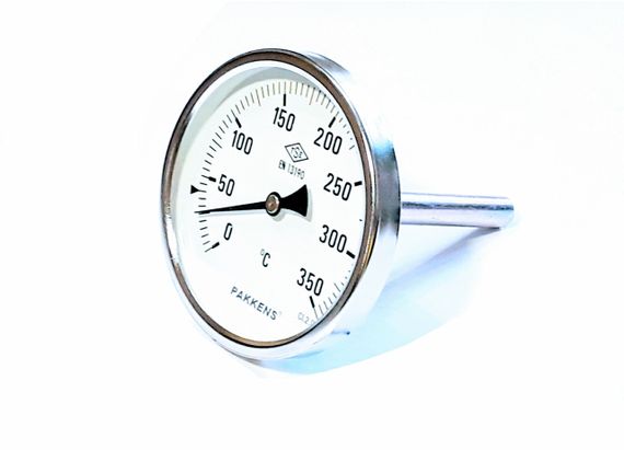 Термометр D 100 мм/350°С биметаллический трубчатый с гильзой погружной L-110 мм 1/2" PAKKENS Турция