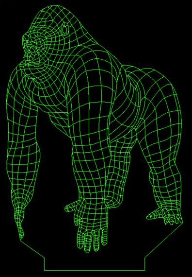 Акриловый светильник-ночник горила зеленый tty-n000699