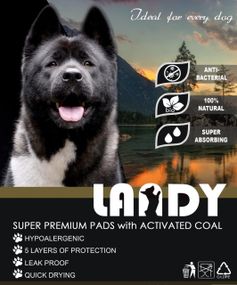 Гіпоалергенні пелюшки LANDY 60х90 см для цуценят і собак з активованим вугіллям (60 шт)