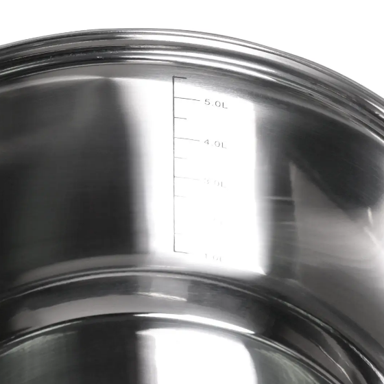 Каструля нержавіюча сталь 6,5л з кришкою порожнисті ручки 5624S KAMILLE | Зображення 3