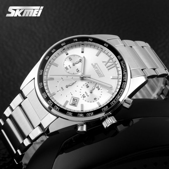 Чоловічий годинник Skmei 9096SI Silver | Зображення 3
