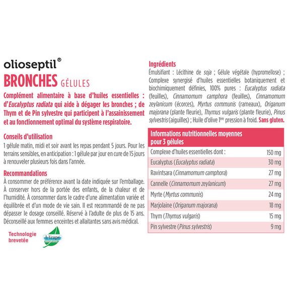 Комплекс для профілактики дихальної системи OLIOSEPTIL BRONCHES 15 Caps | Зображення 1