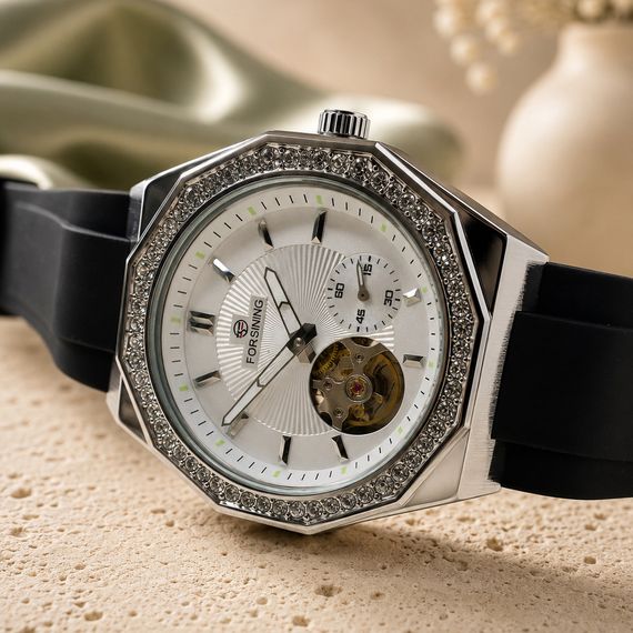 Наручний механічний годинник Forsining 8313 Black-Silver-White | Зображення 6
