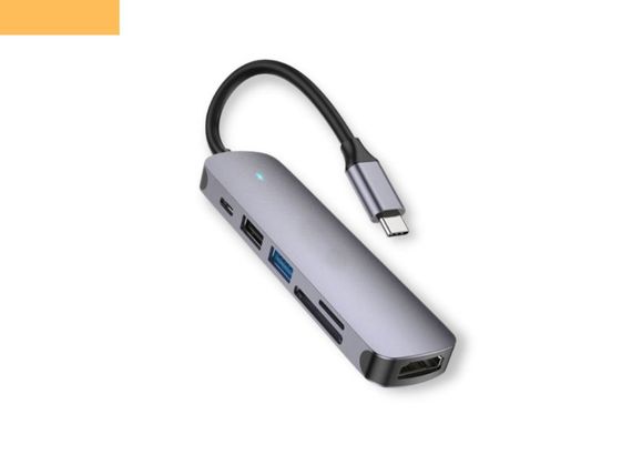 Док-станция Хаб USB переходник XPRO HB28 HDTV с входом Type-C и картридером серый (34380-01)