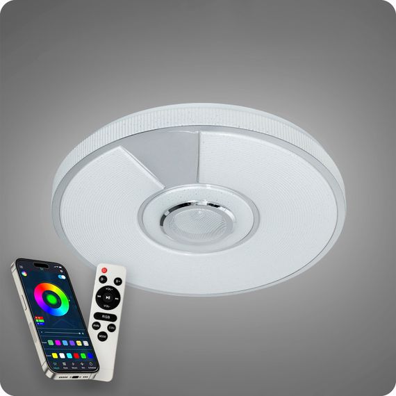 Люстра світлодіодна 517 Dlight RGB з пультом і  колонкою 80Вт Білий (02159) | Зображення 7