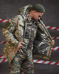 Зимовий тактичний костюм 3в1 мультикам військовий комплект одягу для зими польова форма зимова тактична