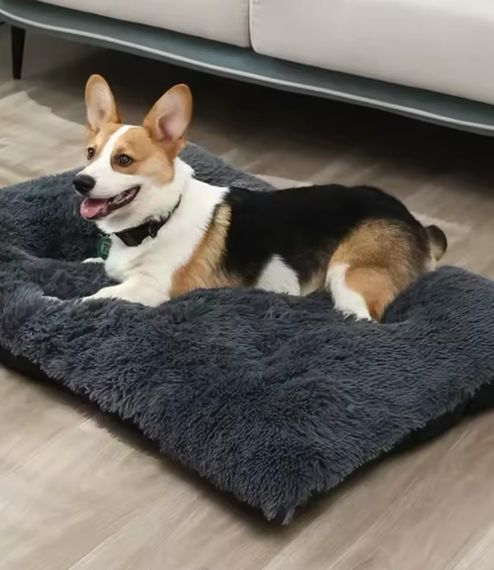 Большой Мягкий Лежак Для Больших Пород Собак 110*75 см Теплая Лежанка Кровать Для Домашних Животных Графит | Зображення 1