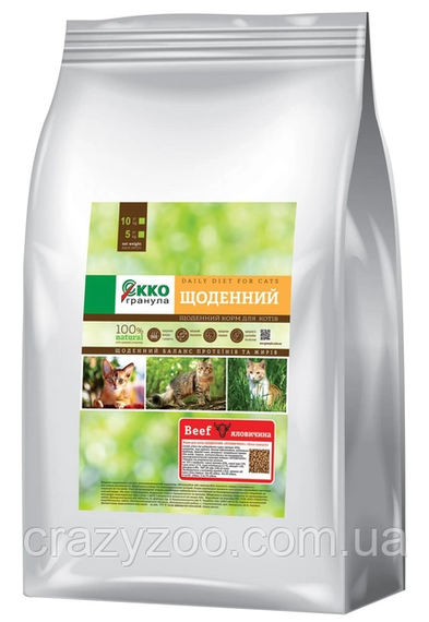Cухий корм для котів Екко гранула Щоденний з яловичиною 10 кг 4820249130490