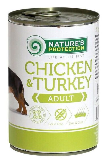 Корм Nature's Protection Adult Chicken & Turkey вологий з куркою та індичкою для дорослих собак всіх порід 400 гр