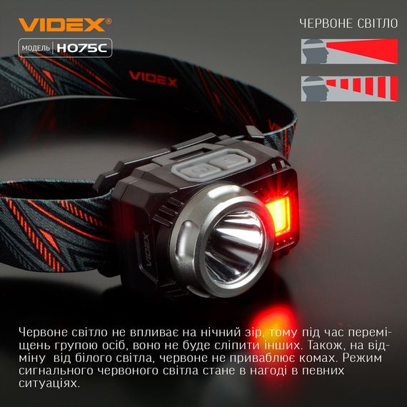 Ліхтарик LED налобний 500Lm 5000К 3*AAA чорний VLF-H075C Videx | Зображення 8
