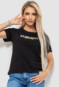 Футболка женская с принтом  цвет черный 221R3008-1