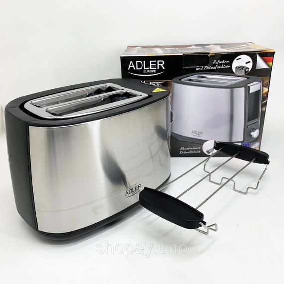 Тостер с регулятором Adler AD 3214 900Вт, Электро тостер Кухонный для тостов EU-23 | Зображення 6
