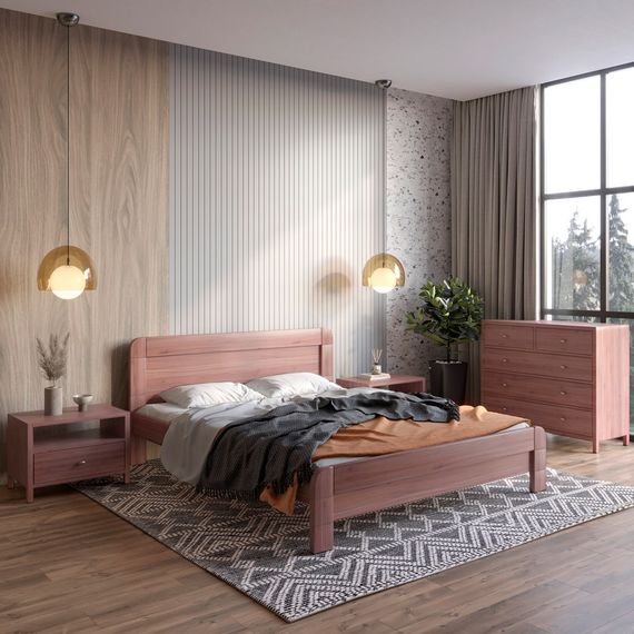 Двоспальне дерев'яне ліжко Mebigrand Тоскана Горіх лісовий 180х190 см (MBG-3506)