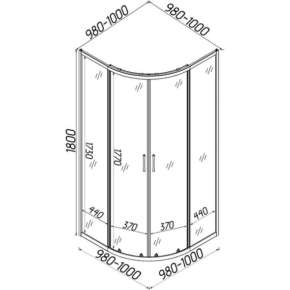 Душова кабіна BRAVO WISLA N100FS без піддона | Зображення 1