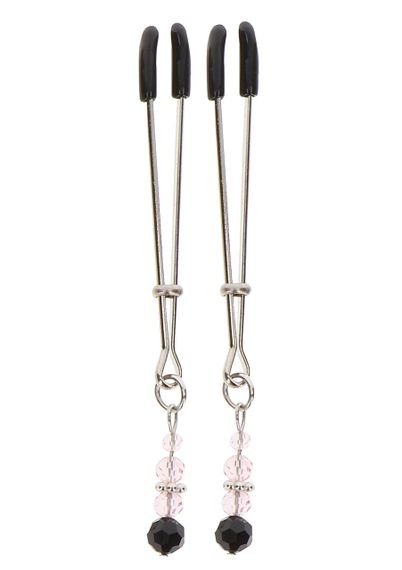 Затискачі на соски з регулюванням, зі стразами Tweezers With Beads кольорові Sex Aura | Зображення 2