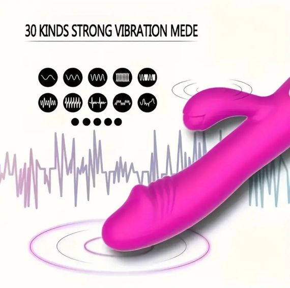 Багатофункціональний вібратор-кролик, стимулятор точки G і клітора, з проникненням і масажем. Рожевий | Зображення 1