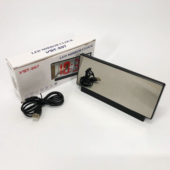 Часы сетевые настольные VST-897-5 (синяя подсветка, температура, от USB кабеля), Настольные LED часы | Зображення 8