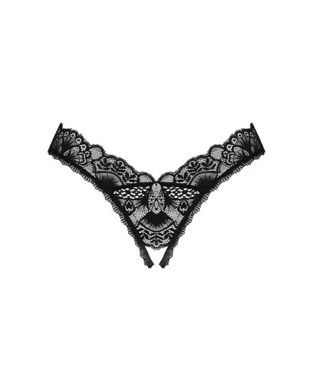 Мереживні стрінги Obsessive Donna Dream crotchless thong XL/2XL Black, відкритий доступ | Зображення 2