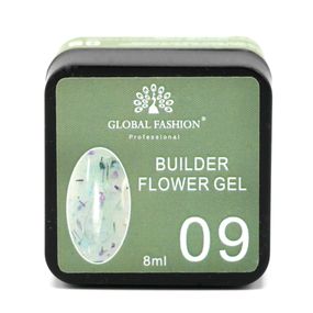 Гель для моделирования ногтей с добавлением сухоцвета Flower Builder Gel 09, 8г
