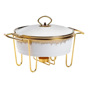 Марміт порцелянаовий 1,5 літра настільний круглий круглий мармітниця з підігрівом Біла HP1035