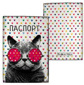 Обложка на паспорт Кот в очках (PD_15L059_BL)