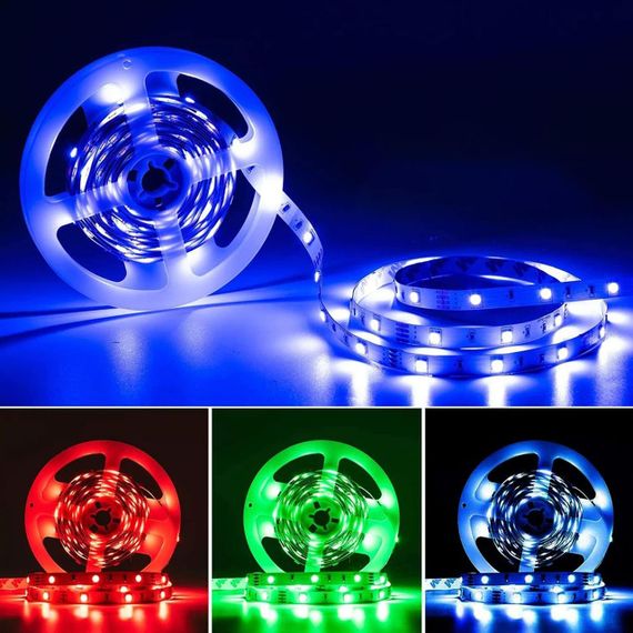 Світлодіодна LED стрічка з Bluetooth, 5м, 5050, від USB та пультом управління / Самоклеюча RGB підсвітка / Силіконова стрічка | Зображення 1