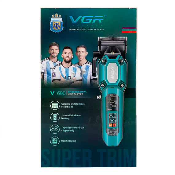 Аккумуляторная машинка для стрижки VGR V-600 BLACK, 6 насадок, регулятор высоты, 7000 RPM, LED дисплей | Зображення 5