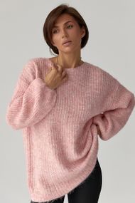 Подовжений джемпер легкої в'язки - пудра цвет, ONE SIZE (є розміри)