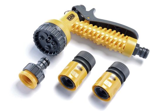 Набор: пистолет-распылитель 7 режимов, коннекторы 1/2: 1/2 аквастоп, 1/2, адаптер 1/2+3/4 СИЛА