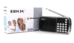 Кишеньковий міні-радіоприймач BKK USB MP3 L088 кишеньковий з картридером та акумулятором з папками та SD-картою Чорний