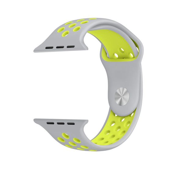 Спортивний ремінець з перфорацією Primo для Apple Watch 38mm / 40mm / 41mm розмір S -  Grey&Yellow | Зображення 1
